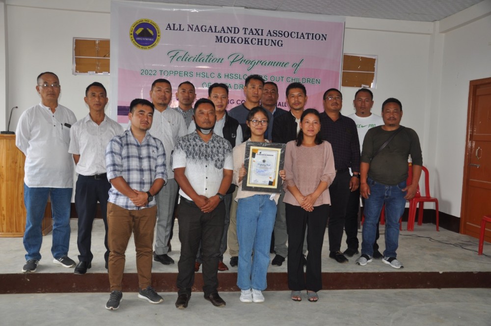 Tsuwanaro Jamir, HSLC 20th rank holder was felicitated by All Nagaland Taxi Association Mokokchung at Majakong Ward Community Hall, Mokokchung on June 18. (Morung Photo)